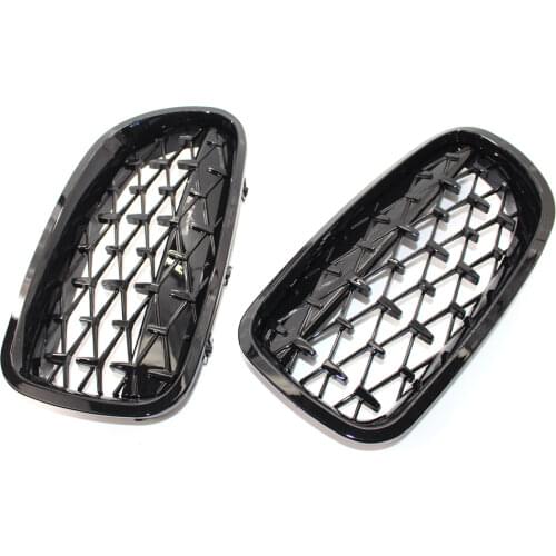 Car modified Diamond Grille Racing Grills bright black ABS plastic Trim Grill for BMW 5 Series F10 F18 2010-2016