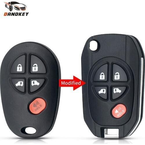 Dandkey Modified Flip Remote Key Shell 3/4/5/6 Buttons Car Case For Toyota Highlander Sequoia Sienna Tacoma Tundra Avalon Solara