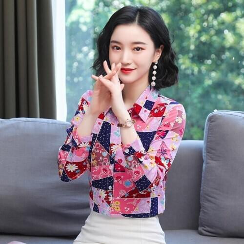 Free Shipping Good Quality Feminina WomenS Vintage Blouse Fashion Clothes 2020 Long Sleeved Printed Shirts Female D0030