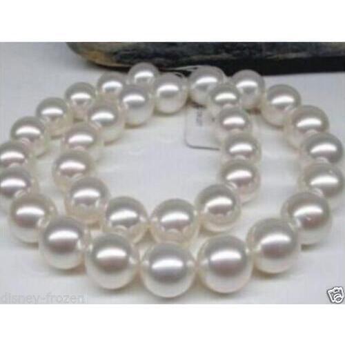 Noble women gift GOLD CLASP HHUGE natural 10-11MM PERFECT ROUND SOUTH SEA WHITE PEARL NECKLACE