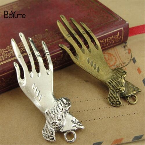 BoYuTe (40 Pieces/Lot) 21*68MM Antique Bronze Silver Plated Hand Pendant Charms Diy Hand Made Alloy Jewelry Accessories