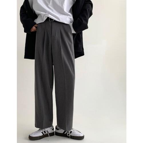 Korean Fashion Mens Black Gray Pants Japanese Harajuku Streetwear Joggers Straight Casual Ankle Length Trousers 4XL 5XL
