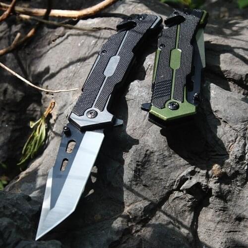 Black & Green Multifunctional Little Knife Wide Blade Outdoor Survival Tactical Knife Broken Window Hammer Rope Cutting Tool EDC