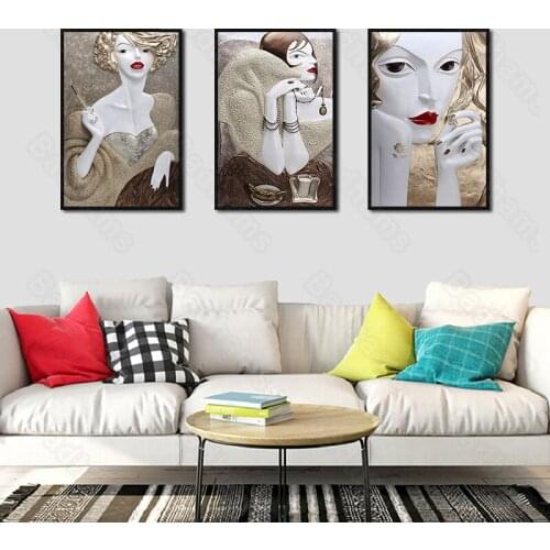 Decorative Painting Living Room Sofa Background Painting Modern Light Luxury Figure Painting Hotel and Hotel Store Decoration