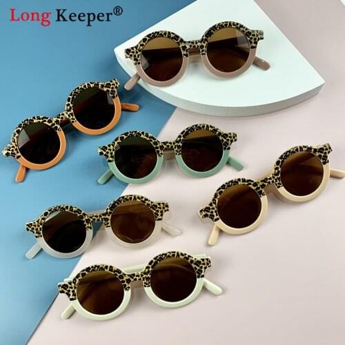 Kids Cute Leopard Double Color Round Sunglasses Boy Girl Round Sun Glasses UV Protection Vintage Children Baby Goggles Eyewear