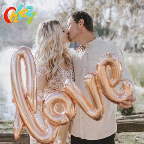 Giant Link Love Foil Helium Balloons Rose Gold Letter Balls bottle cup Globos Valentines day Wedding Party Decor Bridal Shower