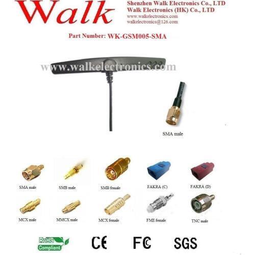 Adhesive mount gsm antenna, gsm patch antenna, AMPS quad band antenna, gprs antenna, SMA male connector, RG174 cable