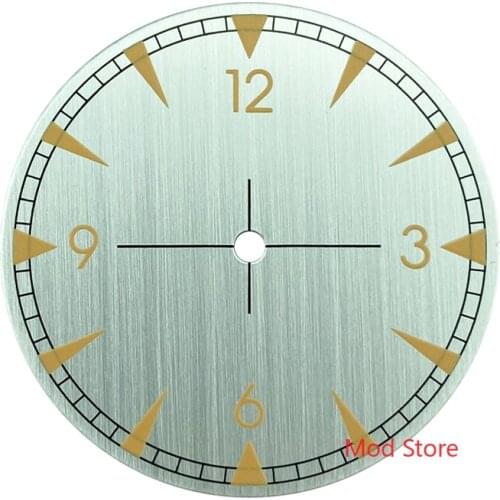 HQ 33.2mm Silver/Blue/Black Sterile Watch Dial No Date Brushed Rail Master Style Fit NH35/36 Mov't Super Green Luminous Markers