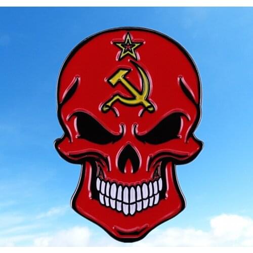 Punisher Skull hammer and sickle Soviet RUSSIA Tactical Military Emblem enamel pin brooch Decoration