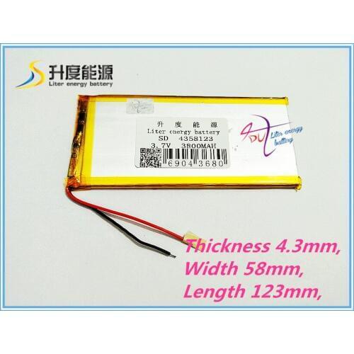 Best battery brand [L096] 4358123 3.7V,3800mAH 4060125 PLIB (polymer lithium ion battery) Li-ion battery for tablet pc,power ba