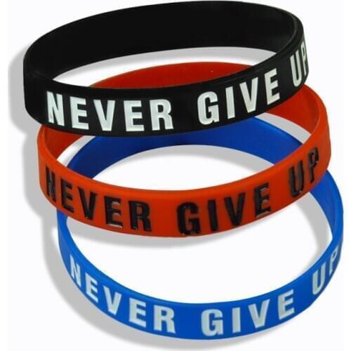 "Never Give Up" Motivational Bracelet Inspirational Sports Rubber Band Elastic Inspirational Bracelets for Men Accessories