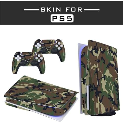 Camouflage Style PS5 Disc Edition Skin Sticker for Playstation 5 Console & 2 Controllers Decal Vinyl Protective Skins Style 1