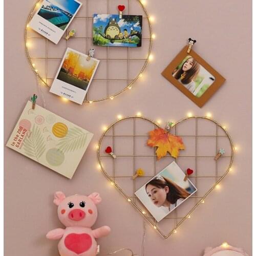 Wall Decorative Iron Wall Photo Grid Panel Rack Clip Painted Wire Photograph Picture Hanging Frame Photo Organizer Home Decor