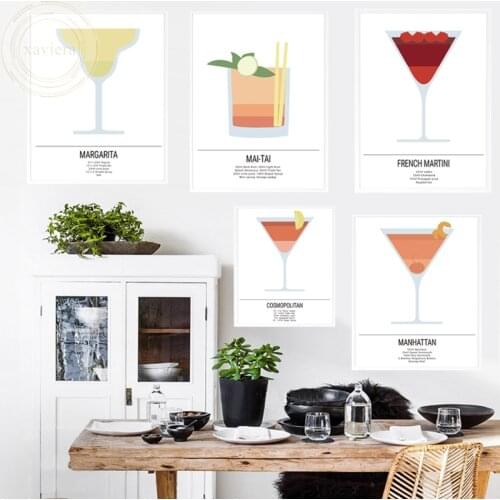 Cocktail Drink Wall Art Posters Modern Bar Menu Pictures Interior Decor Kitchen Restaurant Canvas Painting Cocktail Lover Gift