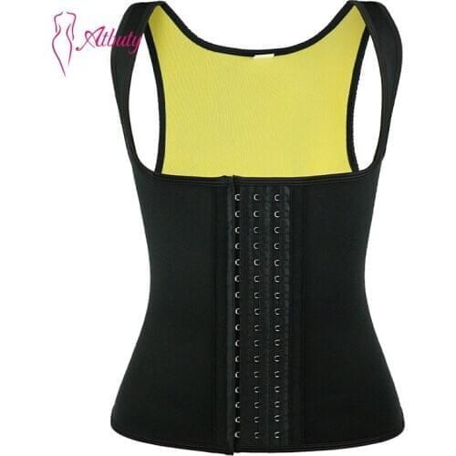Atbuty Neoprene Waist Trainer Plus Size Sweat Vest Durable Underwear Corset Cincher Shaper With Hooks NBW100015B