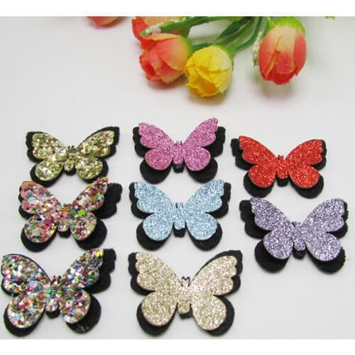 Butterfly glitter Appliques non-woven for clothes Sewing Supplies diy ornament scrapbook party hair accessories Wh