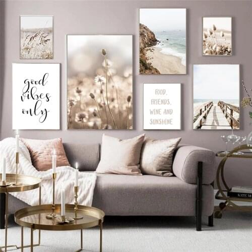 Nordic Art Letter Picture Modern Seascape Photography Canvas Painting for LivingRoom Bedroom Art Wall Decoration Printing Poster