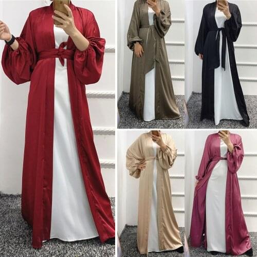 Open Abaya Dubai Kaftan Turkey Caftan Women Muslim Maxi Dress Long Cardigan Kimono Jilbab Robe Gown Eid Ramadan Islamic Clothing