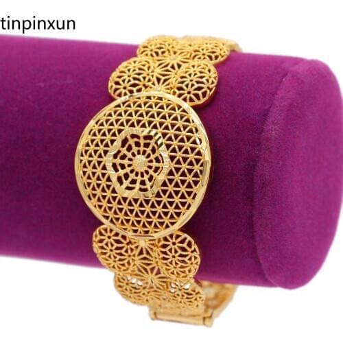 PINXUN (can open)2021 Dubai Gold Bangles for Women Gold Color African Bracelets Jewelry Luxury Party Gifts