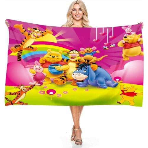 Winnie The Pooh and The Honey Tree Cartoon Character Printed Beach Towel for Adult Childrens Gift Disney Rectangular Bath Towel