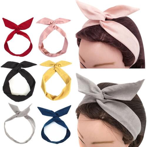 Women Wild Suede Retro Solid Color Rabbit Ears Wire Headband Cross Bowknot Headband New Fashion Hairband Hair Accessories