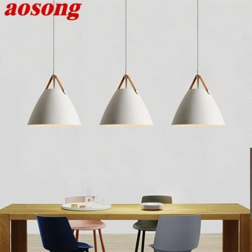AOSONG Nordic Simple Pendant Light Contemporary LED Lamps Fixtures For Home Decorative Dining Room
