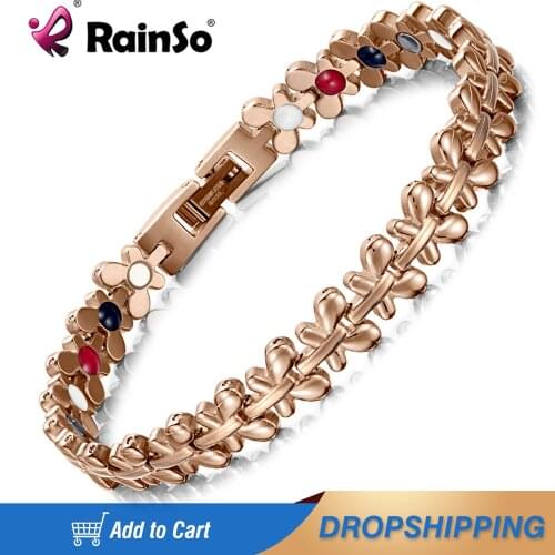 RainSo Healthy Magnetic Bracelet Women Jewelry High Power Therapy Germanium Bracelets & Bangles Drop-Ship Hologram Wristband