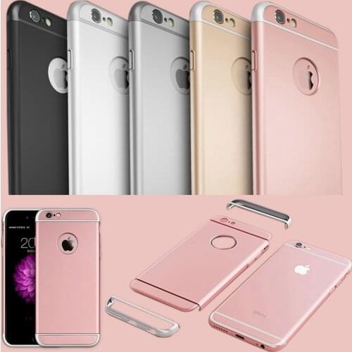 Luxury 3 in 1 Full Body Hard Plastic Case For Iphone 6 6S 4.7/ 6 6S Plus 5.5 Rose Gold Case Clear Logo Circle Cover Capinhas
