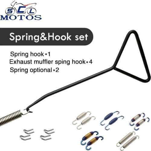 Sclmotos- 7pcs Exhaust Pipe Spring+Hooks+Spring Hook Puller Tool Motorcycle Exhaust Pipe Muffler Mounting Link Pipes Z750 YZF CB