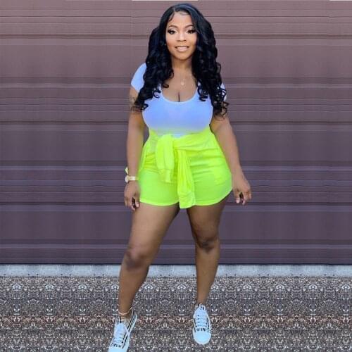 Summer Neon Color Two Piece Sweatsuit Long Sleeve Hooded Jacket Coat and Drawstring Workout Biker Short Women Matching Outfits