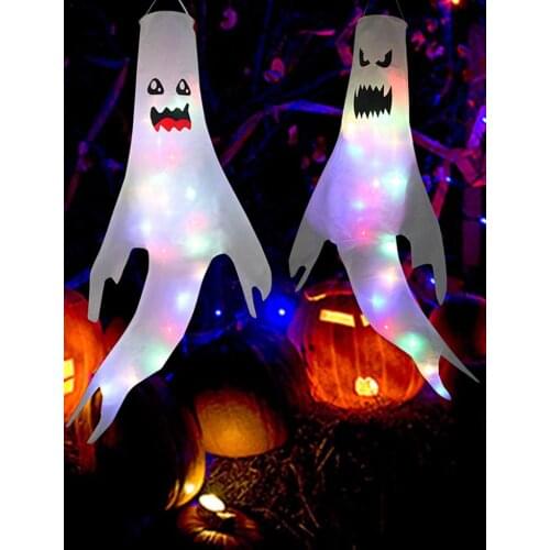 LED Light Ghost Windsock Halloween Decoration Garden Decor Scene Layout Props Home Decorations Outdoor Festival Party Supplies