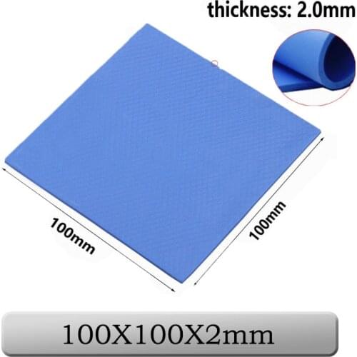 1 Pcs Gdstime 100mm x 100mm x 2mm 0.2cm 100x100x2 mm Thickness Blue Thermal Conductive Silicone Pad