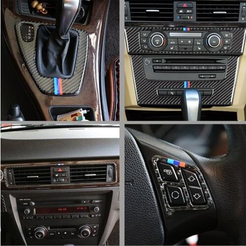 Carbon Fiber For BMW E90 E92 3 Series 2005-2013 Car Interior Console Decoration Frame Trim Stickers Accessories