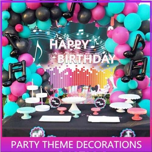 Music Theme Birthday Party Backdrop Musical Dance Party Banner Vinyl Boys Girls Karaoke Themed Party Supplies Studio Props