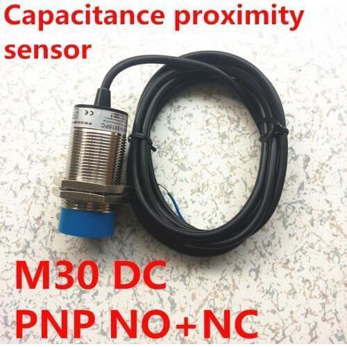 High quality DC 4 wires M30 PNP NO+NC proximity capacitive sensor normally open and normally Close switch distance 15mm