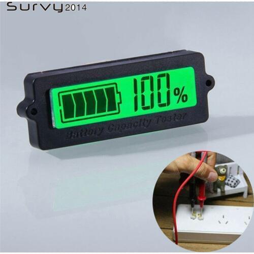 Green 12V LY6W Lead Acid Battery Capacity Indicator LCD Digit Display Meter Lithium Battery Power Detector Tester Voltmeter