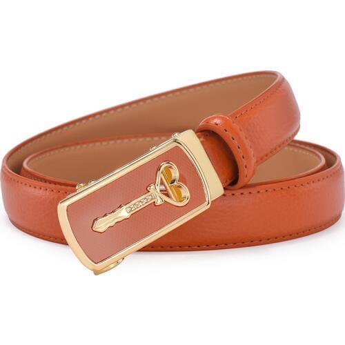 2019 Hot Fashion Women Belts Real Leather Luxury Strap Gold Automatic Buckle Belts w/2.4cm Waistband Designer Cartoon Wand Belt