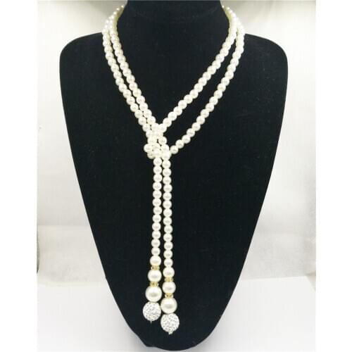 Ladies Party Beach Long Beaded statement Necklace Imitation Pearl Trinket Strand Necklace for Women Kolye Wedding Jewelry
