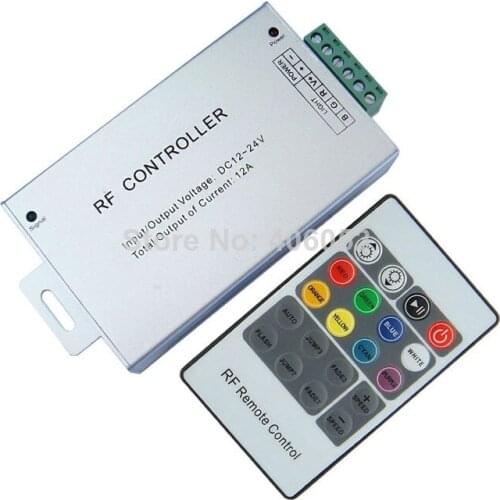 10set/lot RF controller 20 key led strip ribbon RF rgb controller remote controller 12v 24v (DC12-24v input, 12a 144w)