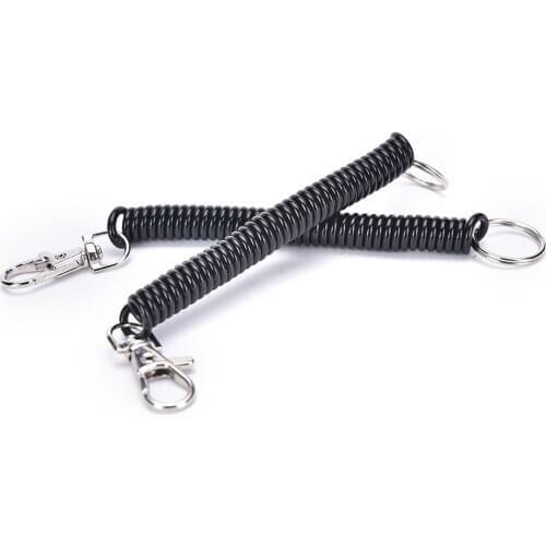 2PCs Elastic Anti-lost Spring Rope Key Chains Key Rings Metal Carabiner For Outdoor Camping Phone Spring Keychain