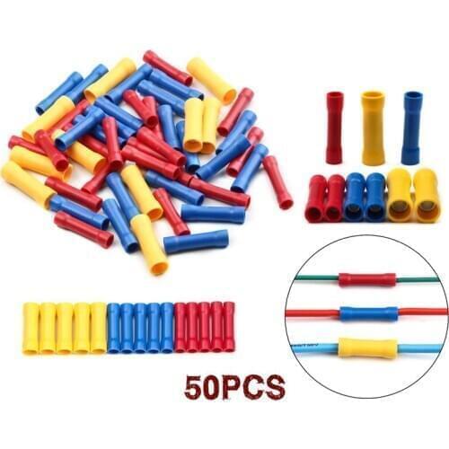 50/100pcs BV1.25 BV2.5 BV5.5 Insulated Crimp Terminals Electrical Wire Cable Crimping Terminal Connector Set Assortment Kit