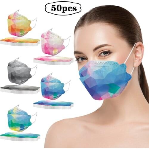 50pcs Adults 3d Fish Mask Diamond Gradients Print Outdoor Facemask Mascarillas Mondmasker Mascherine Halloween Cosplay Masque