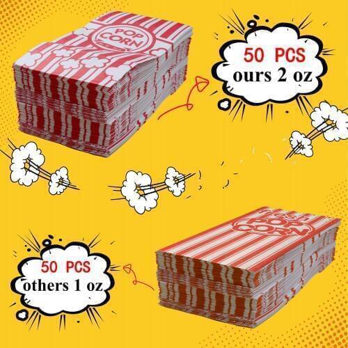 50pcs Popcorn Bags White Red Striped Paper Cookie Candy Bag For Movie Theater Party Bag Carnival Wedding Birthday Baby Shower