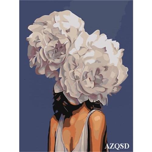 Abstract Beautiful Flower Women Modern Printed Water-Soluble Canvas 11CT Cross Stitch DIY Embroidery Full Kit work Sales