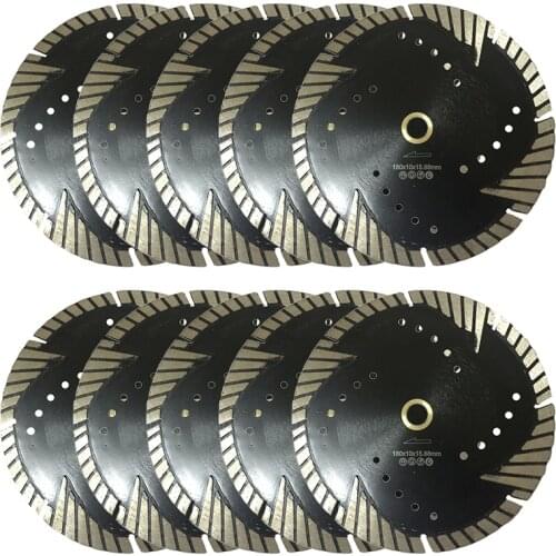 10pcs/lot 180x10x22.23mm 7" turbo diamond saw blade for dry cutting hard stone,circular diamond blade for granite,sandstone,etc