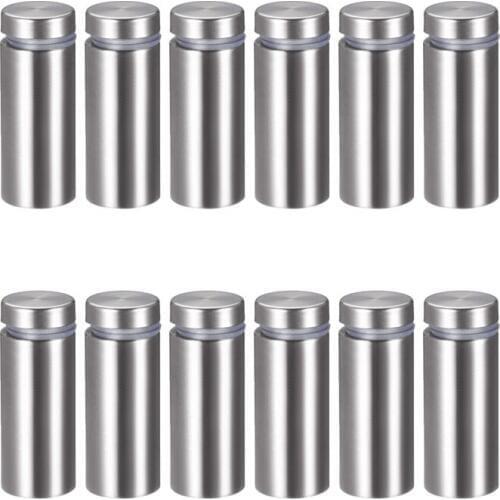 16mm/0.63" Dia 40mm/1.57" Length Sign Holders Screws Wall Mount Hardware Advertising Glass Standoff Nail-Pack of 12