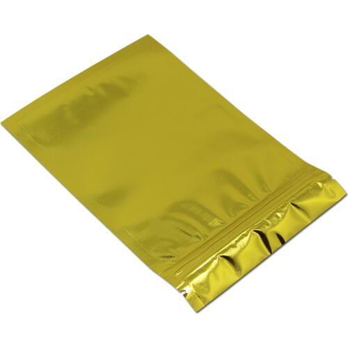DHL 1000Pcs/Lot Aluminum Gold Foil Zip Lock Bag Mylar Food Packaging Pack Pouch Self Seal Resealable For Dried Fruits Powder