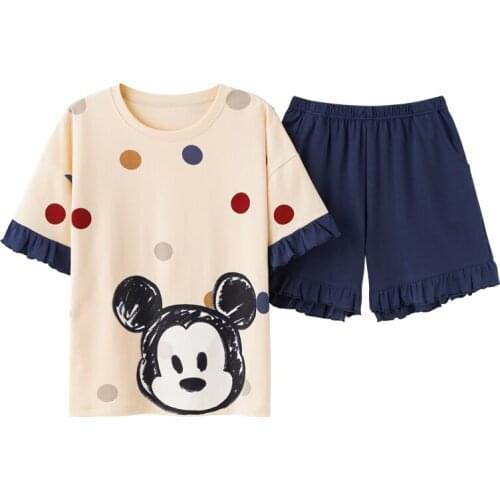 Cotton Pyjamas Women Cute Sleepwear Short Sleeve Cotton Womens Pajamas for Women Sleepwear Cartoon Pajama Set