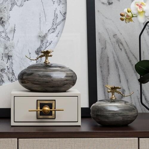 Ceramic Storage Jar Decoration Ink Handicraft Storage Box Living Room Home Decoration Accessories/kitchen Cereal Dispenser