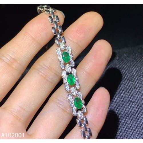 KJJEAXCMY fine jewelry natural Emerald 925 sterling silver new women gemstone hand bracelet support test luxury hot selling